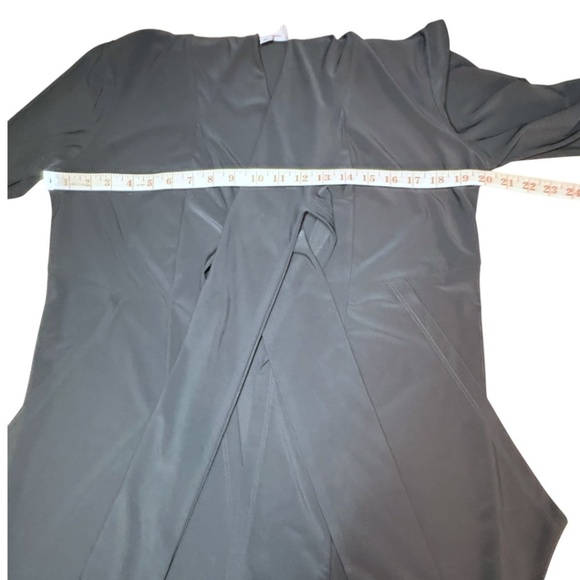 COMPLI K Black Slinky Knit Lagenlook Cardigan Tie Close Draped Pockets US Sz M - Picture 5 of 8